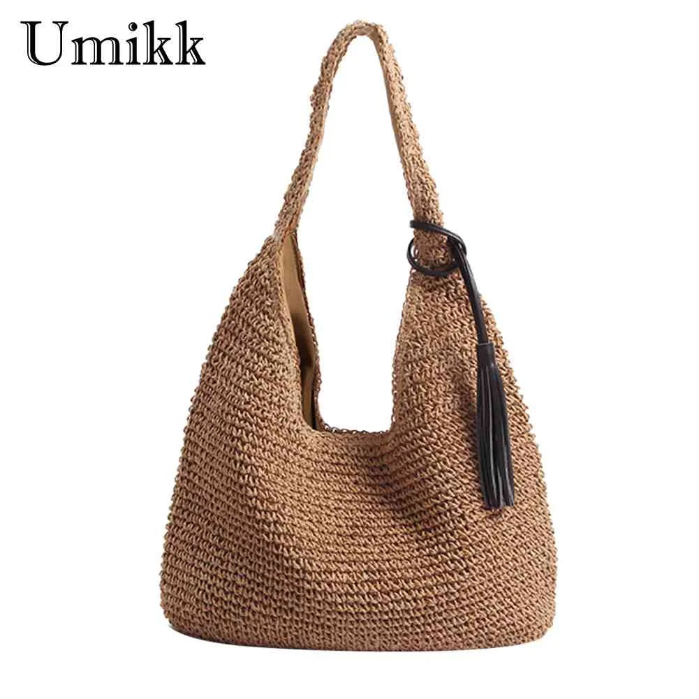 Summer Straw Shoulder Bag Large Rattan Handbag