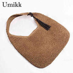 Summer Straw Shoulder Bag Large Rattan Handbag