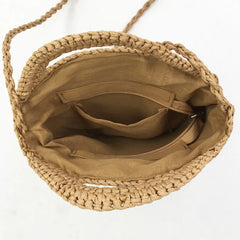 Straw Shoulder Bags Women Vintage Holiday Beach Bag Ladies Circular Handbags