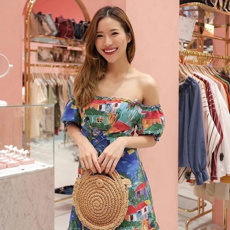 Straw Shoulder Bags Women Vintage Holiday Beach Bag Ladies Circular Handbags