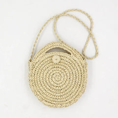 Straw Shoulder Bags Women Vintage Holiday Beach Bag Ladies Circular Handbags