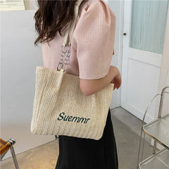 Women's Straw Shoulder Bag Large Woven Tote Casual Beach Handbag
