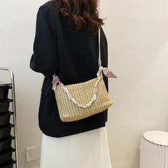 Straw Summer Shoulder Bags for Women Crossbody Small Flap Female Han