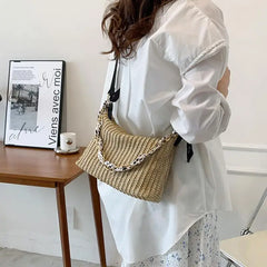 Straw Summer Shoulder Bags for Women Crossbody Small Flap Female Han