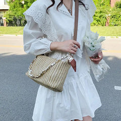 Straw Summer Shoulder Bags for Women Crossbody Small Flap Female Han