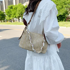 Straw Summer Shoulder Bags for Women Crossbody Small Flap Female Han