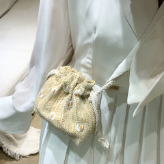 Straw Weave Bucket Bags Rattan Women Summer Beach Shoulder Bags