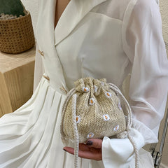 Straw Weave Bucket Bags Rattan Women Shoulder Bags Totes