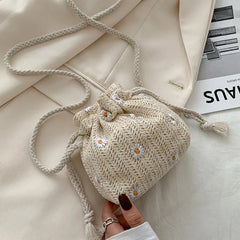 Straw Weave Bucket Bags Rattan Women Shoulder Bags Totes
