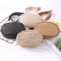 Women Straw Waist Bag Summer Woven Crossbody Bum Chest Hip Pouch