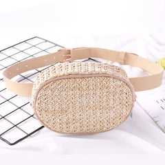 Women Straw Waist Bag Summer Woven Crossbody Bum Chest Hip Pouch