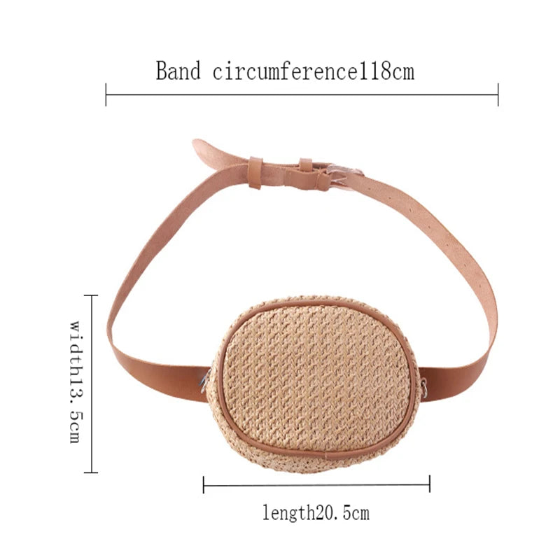 Women Straw Waist Bag Summer Woven Crossbody Bum Chest Hip Pouch