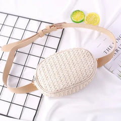 Women Straw Waist Bag Summer Woven Crossbody Bum Chest Hip Pouch