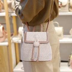 Straw Woven Backpack Multifunctional Shoulder Backpack