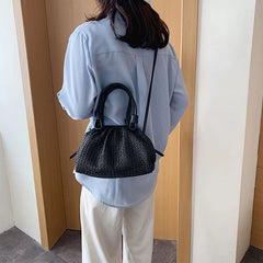 Straw Woven Cloud Bag Women PU Leather Handbag Summer