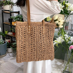 Straw Woven Ladies Large Tote Bag Casual Shoulder Purse Beach Vacation Handbag