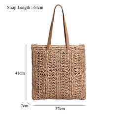 Straw Woven Ladies Large Tote Bag Casual Shoulder Purse Beach Vacation Handbag