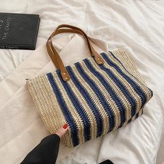 Straw Woven Shoulder Bags Women Summer Beach Vacation Ladies Travel Purse Totes