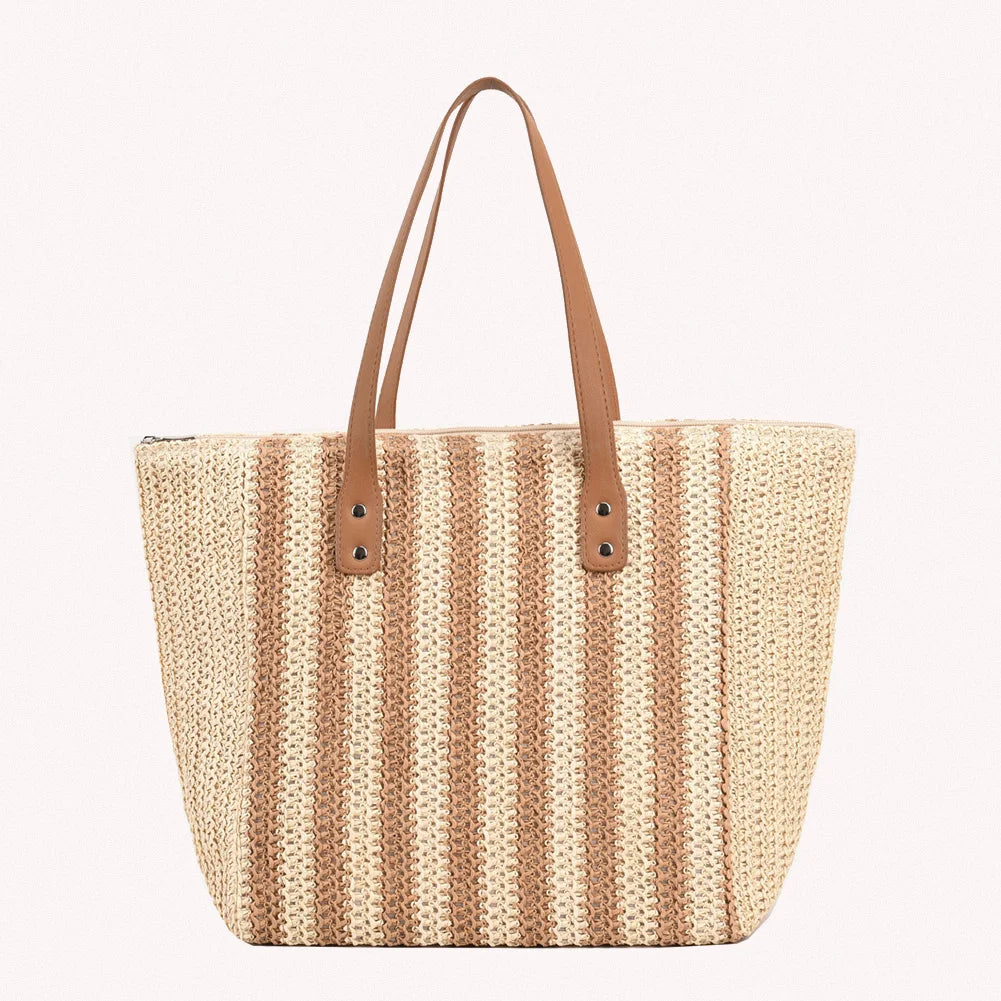 Straw Woven Shoulder Bags Women Summer Beach Vacation Ladies Travel Purse Totes