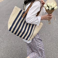 Straw Woven Shoulder Bags Women Summer Beach Vacation Ladies Travel Purse Totes