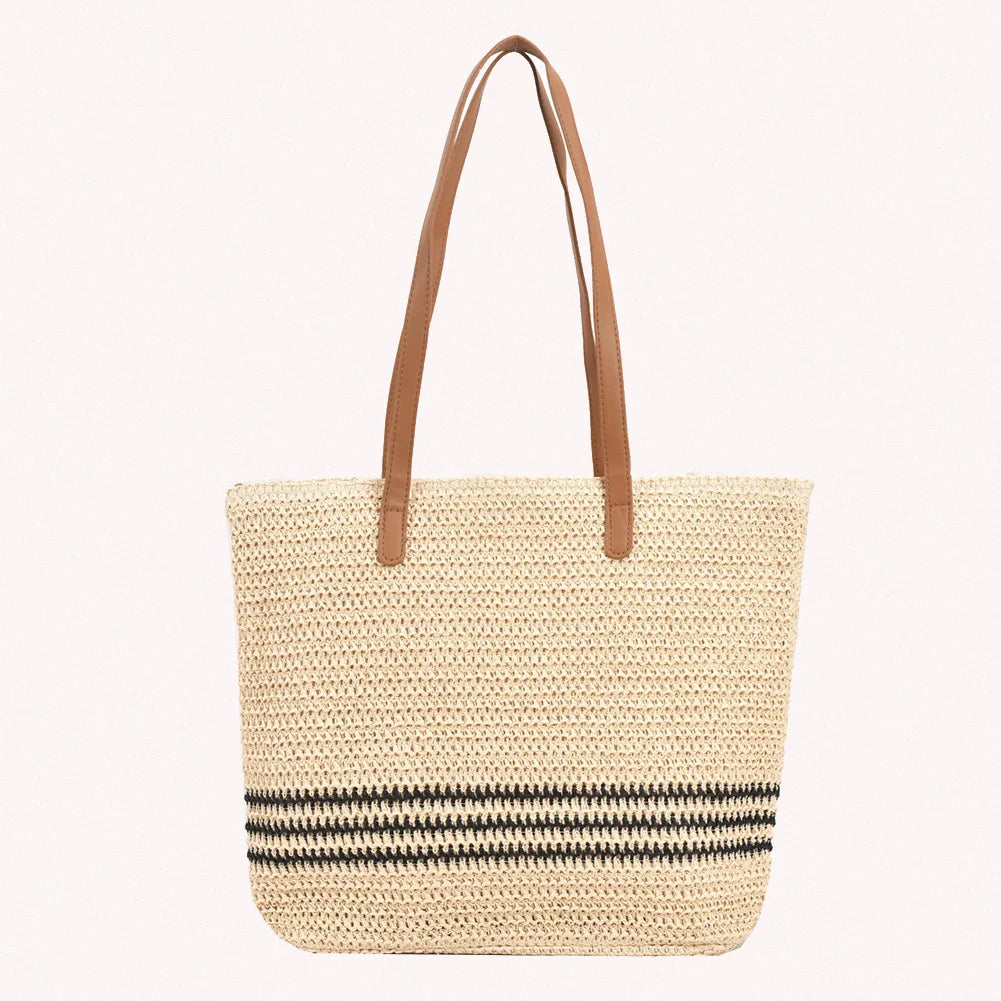Straw Woven Shoulder Bags for Women Summer Beach Vacation Ladies Travel Totes Ha