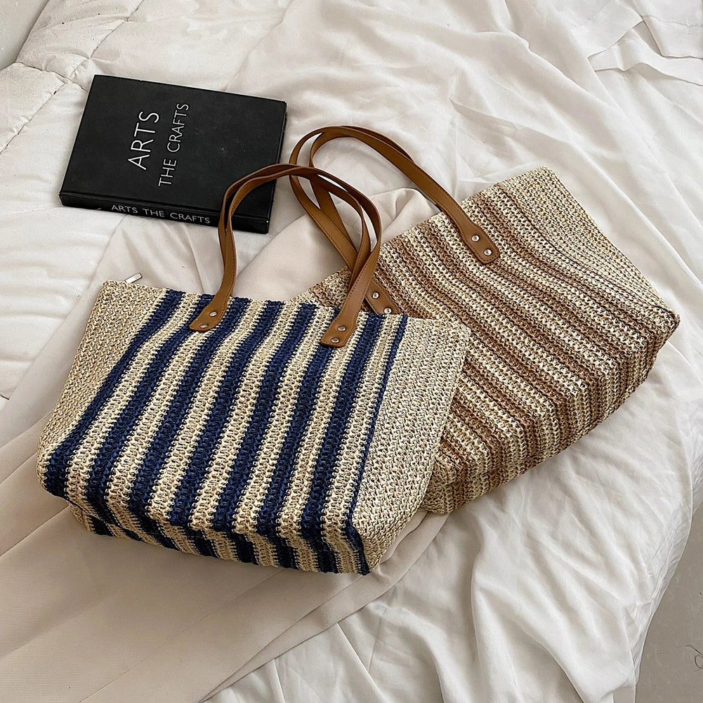 Straw Woven Underarm Shoulder Bags Women Summer Beach Female Shopper Handbags