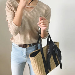 Straw Woven Women Handbag Shoulder Bag Large Capacity