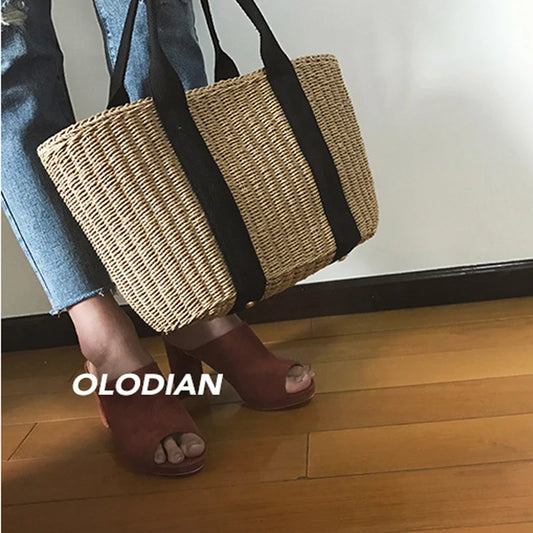 Straw Woven Women Handbag Shoulder Bag Large Capacity