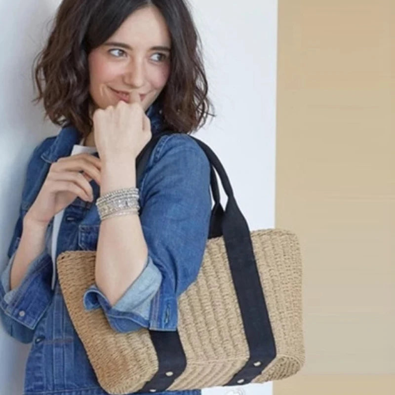 Straw Woven Women Handbag Shoulder Bag Large Capacity