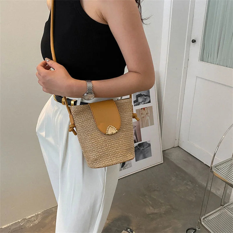 Straw Woven Women's Bag Summer Crochet Bag Versatile Messenger Bag