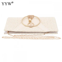 Tassel Handbag Women Wedding Party Clutch Bags Chain Circular Ring Bolsa Feminin
