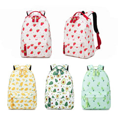 Strawberry Print Middle School Backpack for Girls