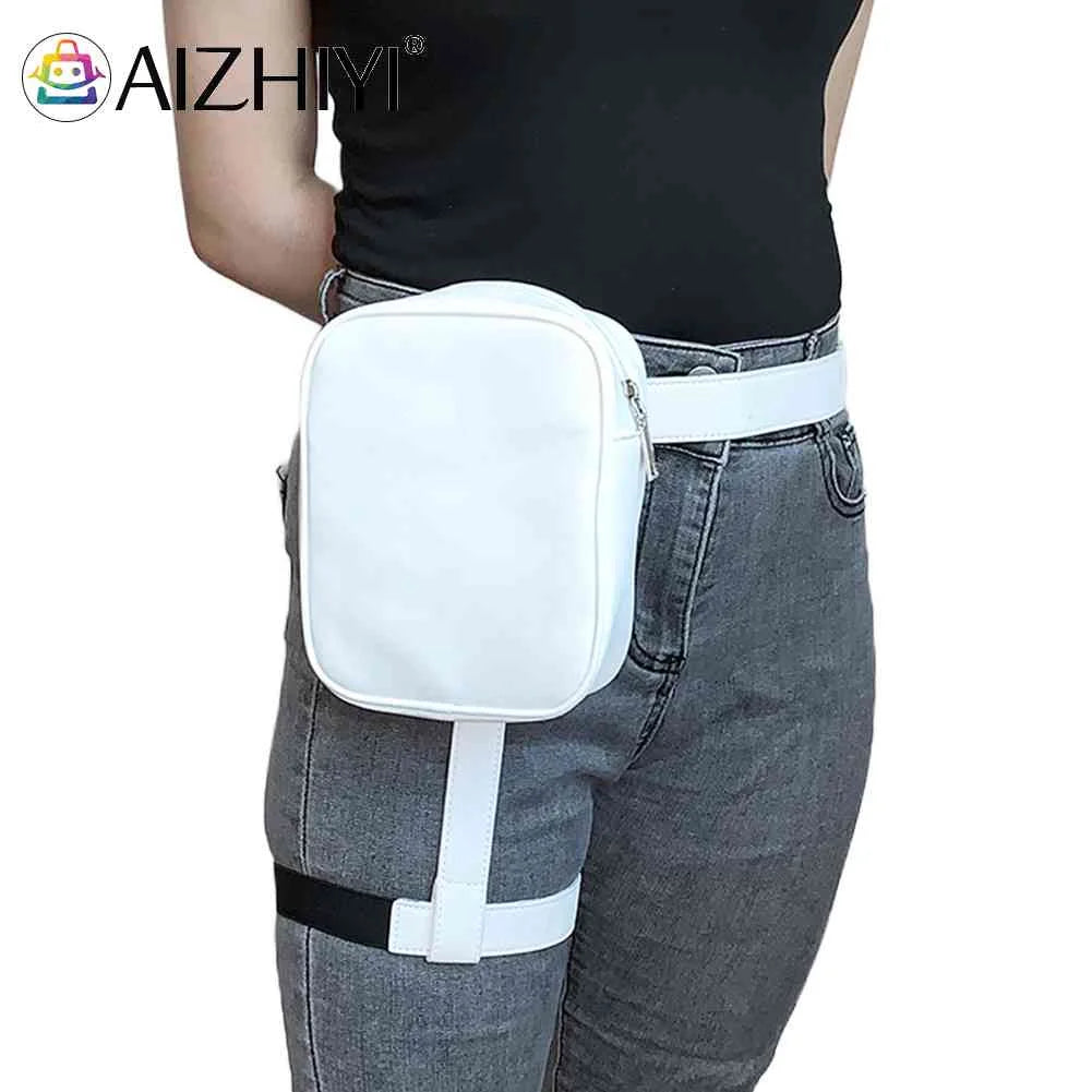 Unisex Street Crossbody Belt Bag PU Leather Small Purse Zipper Outdoor Hiking