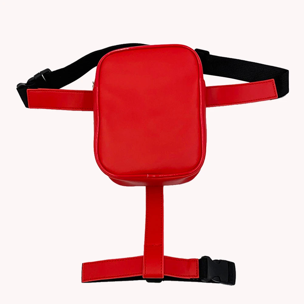 Street Crossbody Bag PU Leather Waist Pack Small Purse Zipper Solid
