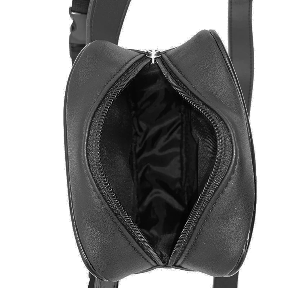 Street Crossbody Bag PU Leather Waist Pack Small Purse Zipper Solid