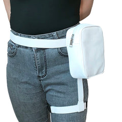 Street Crossbody Bag PU Leather Waist Pack Small Purse Zipper Solid
