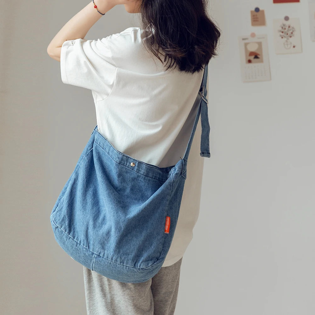 Harajuku High Capacity Cowboy Crossbody Bag Retro Casual Tote
