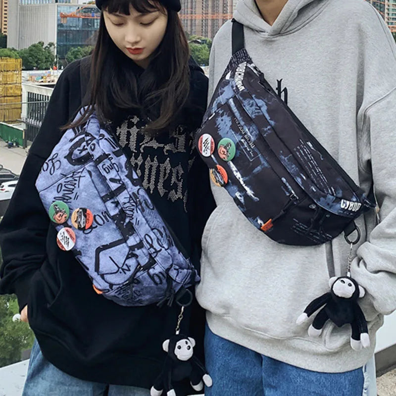 Street Hip-hop Waist Bag Unisex Fanny Pack Large Capacity Shoulder Crossbody