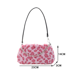 Street Plush Top-handle Money Purse Clutches Portable Women Animal Underarm Bag