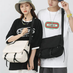 Large Canvas Shoulder Bag Unisex Messenger Hip Hop Sports Leisure Bag