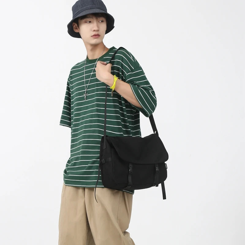 Large Canvas Shoulder Bag Unisex Messenger Hip Hop Sports Leisure Bag