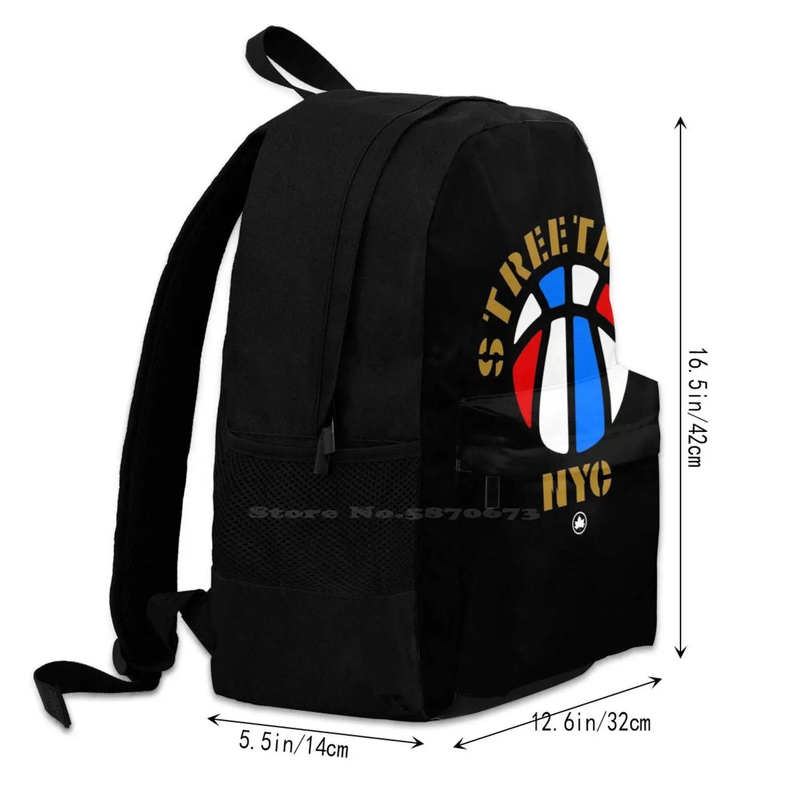 Streetballnycrwb Backpack For Student School Laptop Travel Bag Basketball