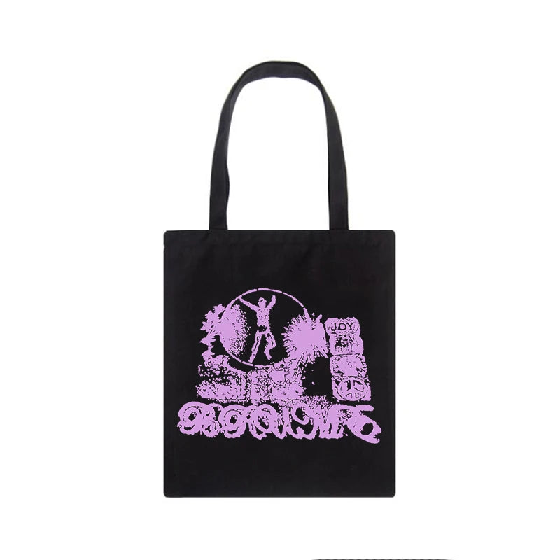Gothic canvas shopper bag Vintage women shoulder bag