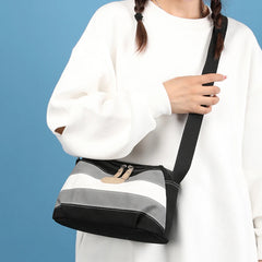 Stripe Contrast Women's Shoulder Bag Canvas Messenger Bag Retro Crossbody Bag
