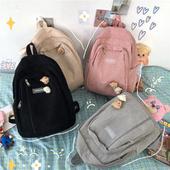 Stripe Corduroy Backpack For Teenage Girls Boys Harajuku Female Bag