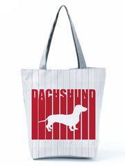 Stripe Letter Sausage Dogs Printed Women's Handbag Multifunction Tote Bags