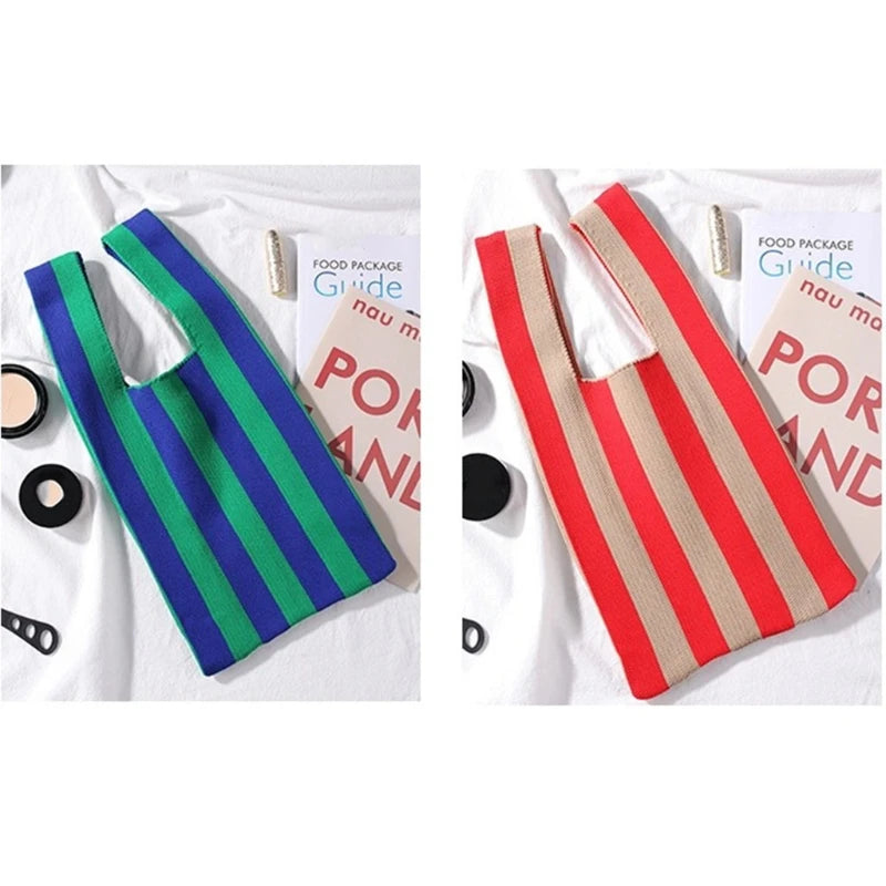 Stripe Shoulder Bag Tote for Women Purse Satchel Travel Bag