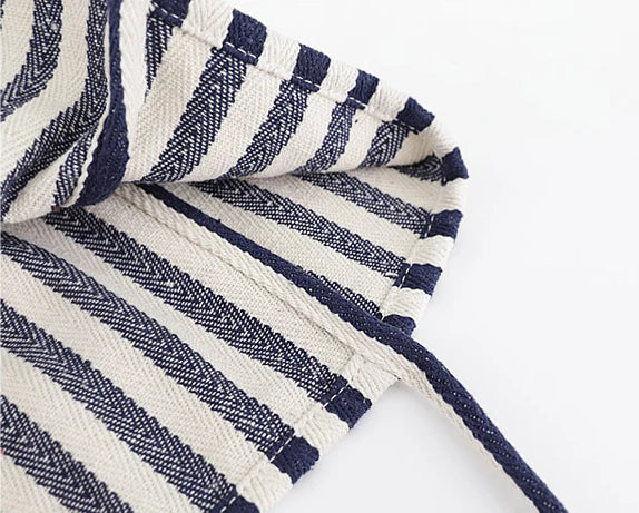 Striped Big Canvas Tote Bag for Women Summer Beach Classical Fabric Soft Large H