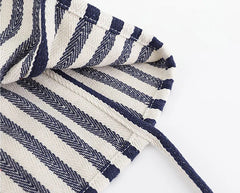 Striped Big Canvas Tote Bag for Women Summer Beach Classical Fabric Soft Large H