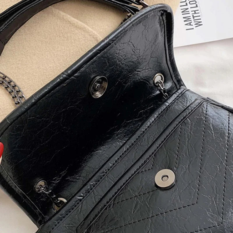 Striped Chain Bag Women Shoulder Bags Cover Young Cross-body Stylish Ulzzang PU